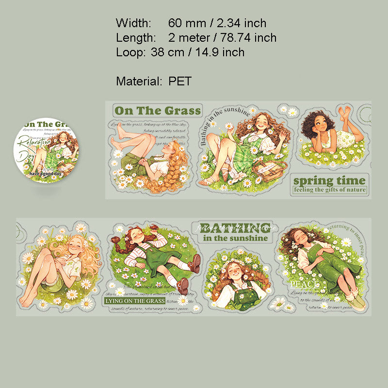 1 Roll Relax Girl Theme PET Stickers Tape FSRXL