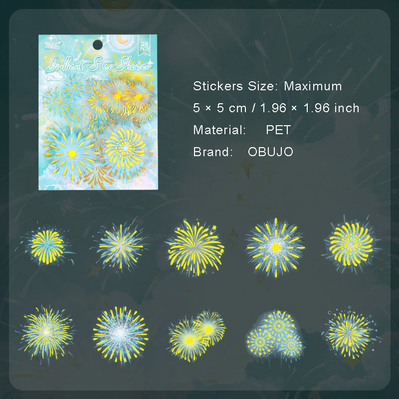 20 Pcs Firework PET Stickers YGYY