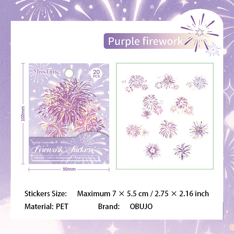 20 Pcs Fireworks PET Stickers YHSS