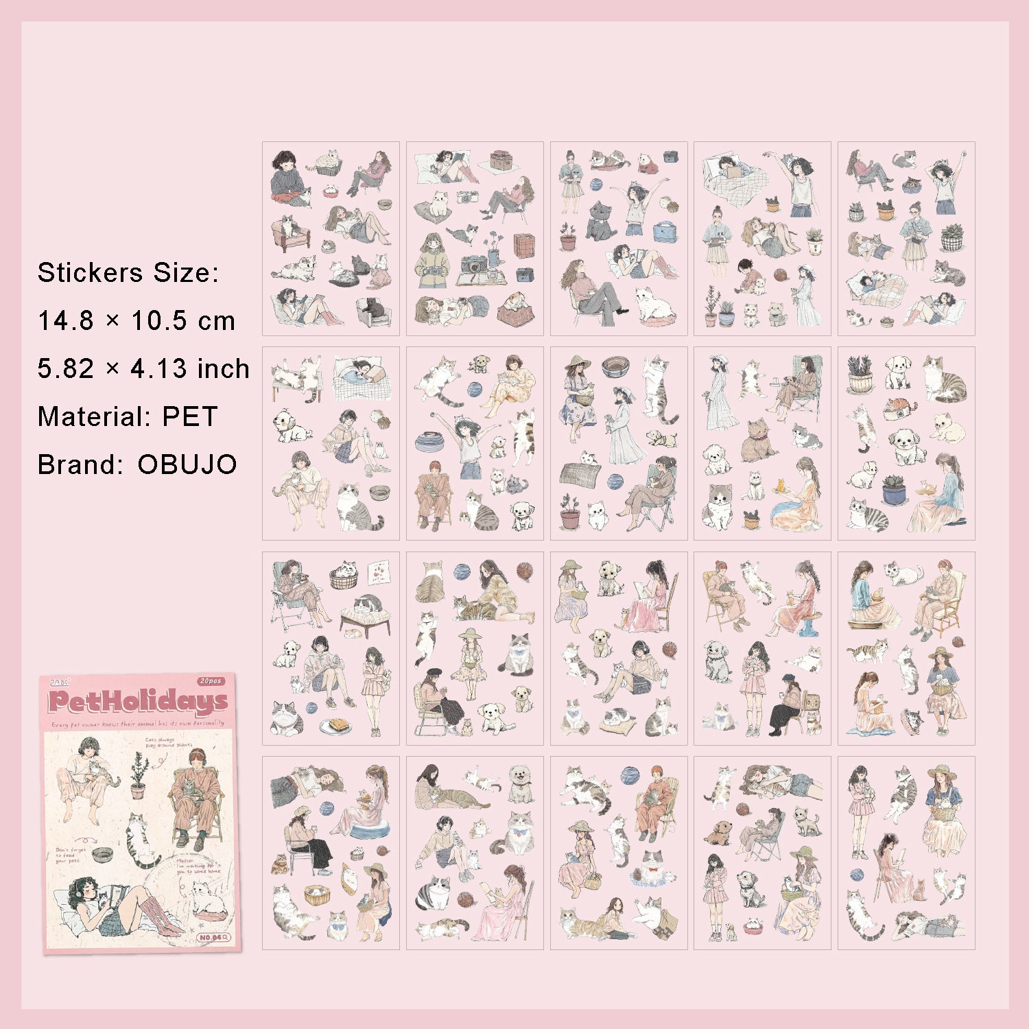 20 Sheets School Lifestyle PET Stickers SXNH
