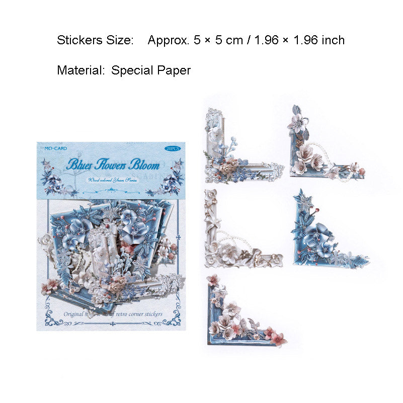 20 Pcs Floral Scrabook Corner Stickers MSSY