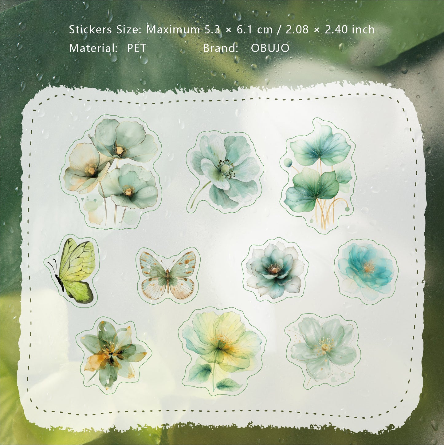 20 Pcs Watercolor Flower PET Stickers LLBXL
