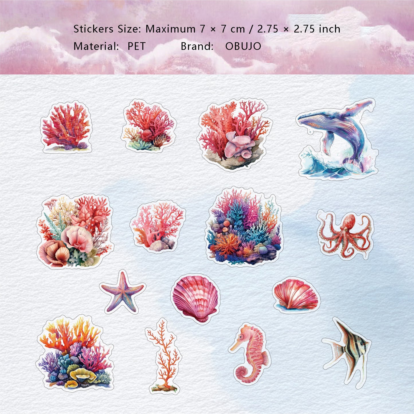 15 Pcs Undersea PET Stickers HDSJ