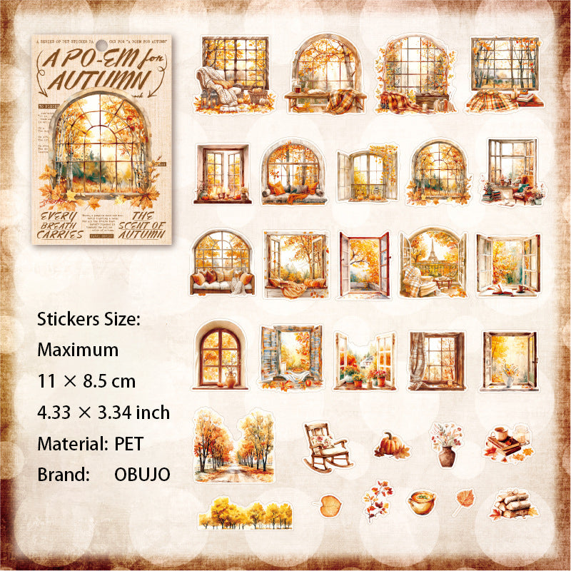 30 Pcs Autumn Themed PET Stickers XGQTDS