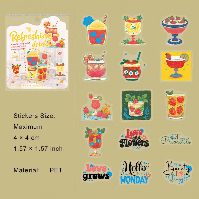 30 Pcs Cartoon Drawing PET Stickers JQSK