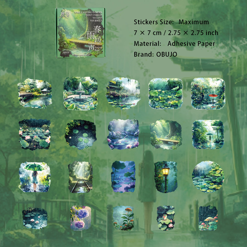 40 Pcs Rainny Themed Stickers YAXL