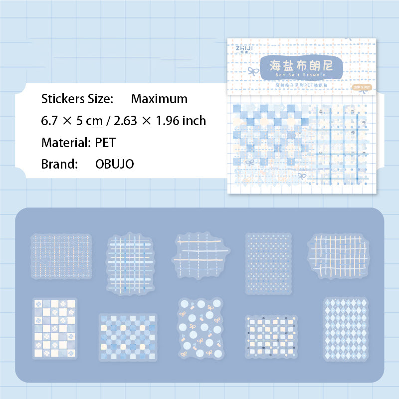 20 Pcs Grid Themed PET Stickers QTGZ
