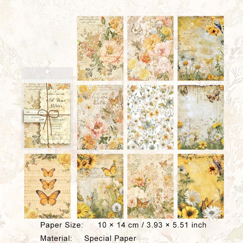 30 Pcs Vintage Floral Scrapbook Paper HQWS