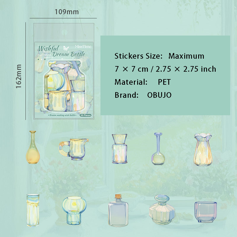 20 Pcs Dream Bottle PET Stickers XYZMP