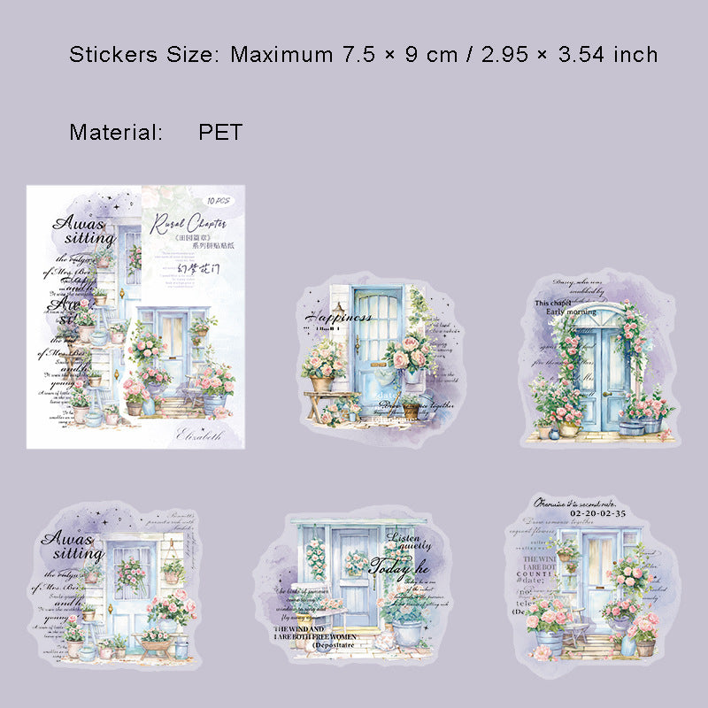 10 Pcs Flower Manor PET Stickers TYPZ