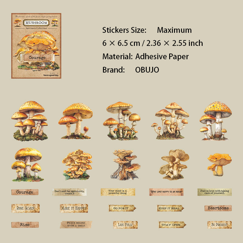 25 Pcs Mushroom Themed Stickers MGBBJ
