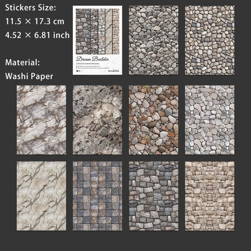 10 Pcs Wall Texture Scrapbook Stickers MXJZS