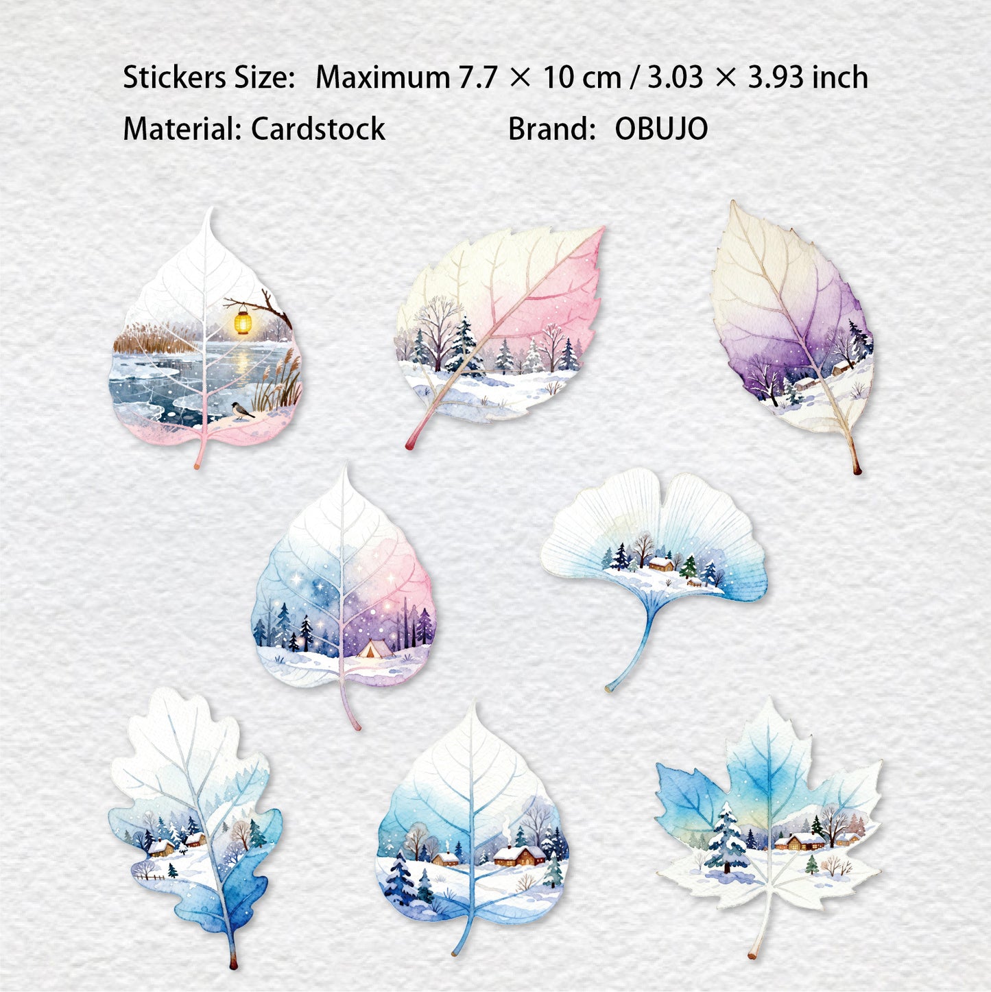 8 Pcs Leaf Themed Cardstock Stickers GYXL