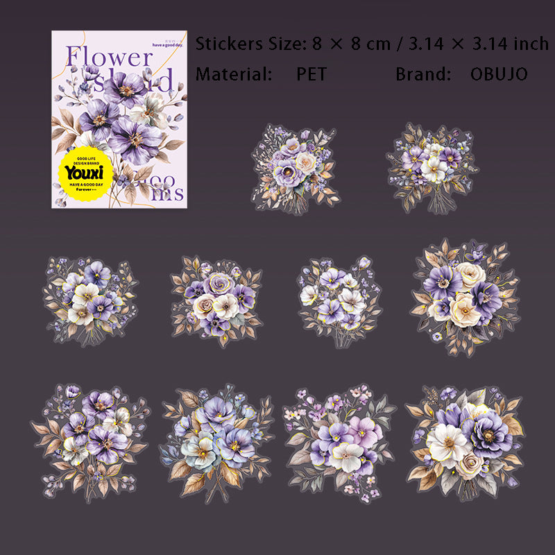 20 Pcs Flower PET Stickers HYZF