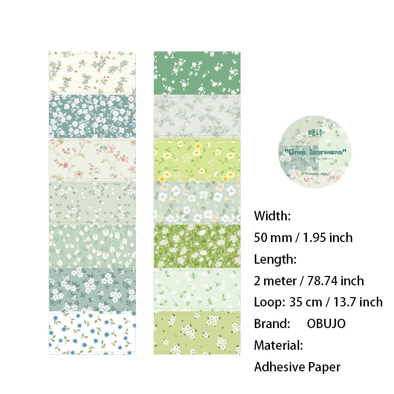 1 Roll Floral Patterned Stickers Tape SHJX