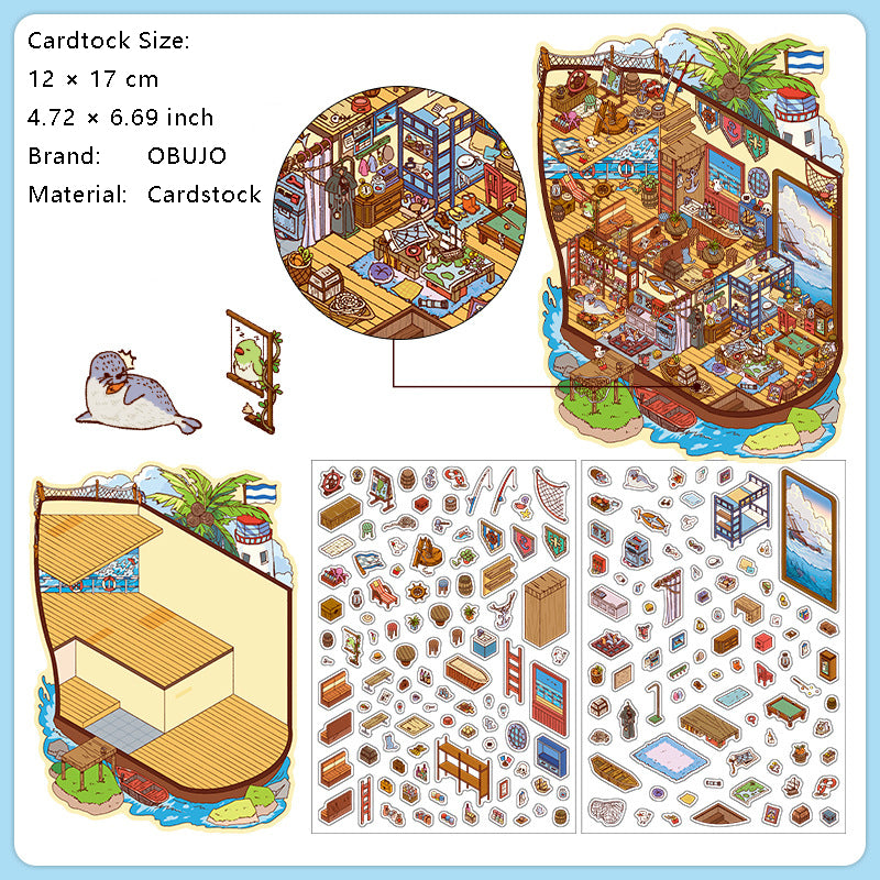 3D Shop Store Corner Scene DIY Stickers Kit XJL45