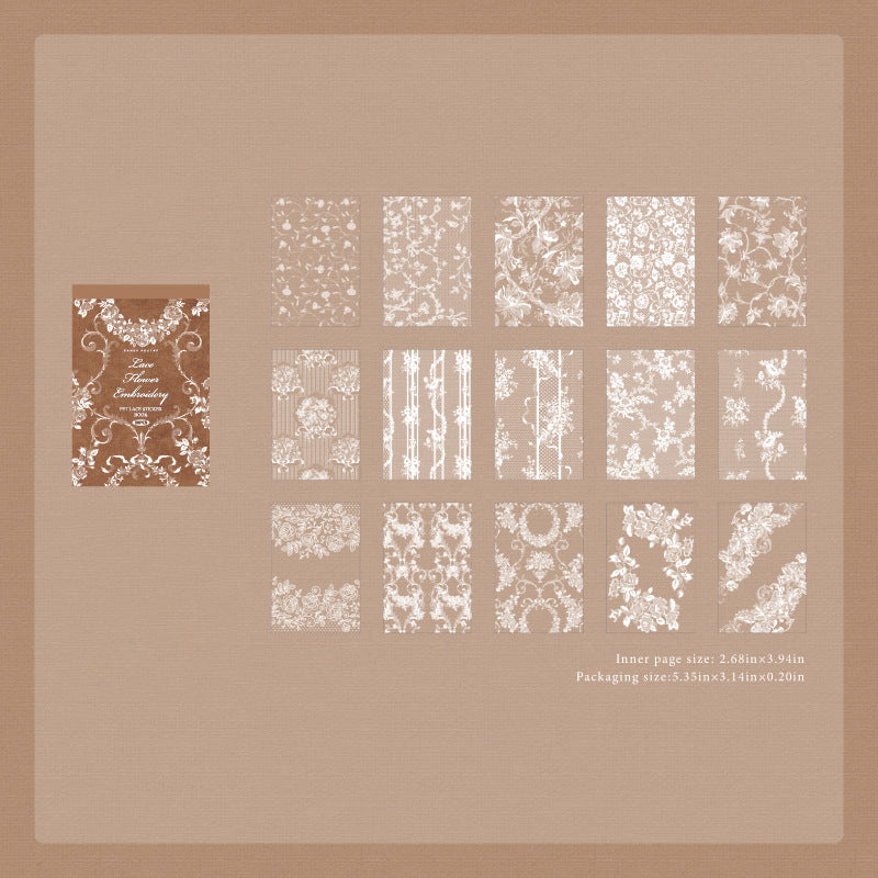 30 Sheets Lace Themed PET Stickers Book LSBWG