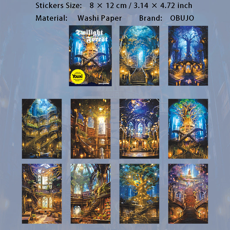 10 Pcs Fantasy Forest Washi Stickers MGYL