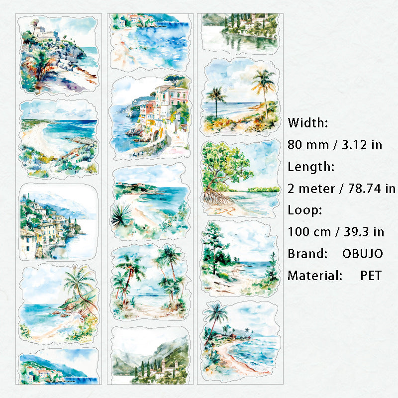 1 Roll Travel Landscape PET Stickers Tape SJBJ