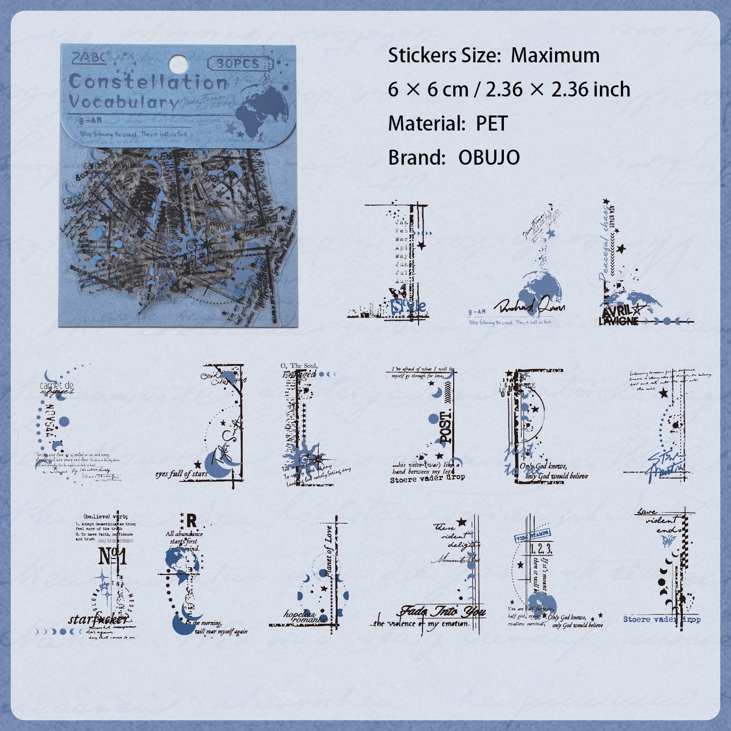 30 Pcs Vintage Collage PET Stickers BYWY