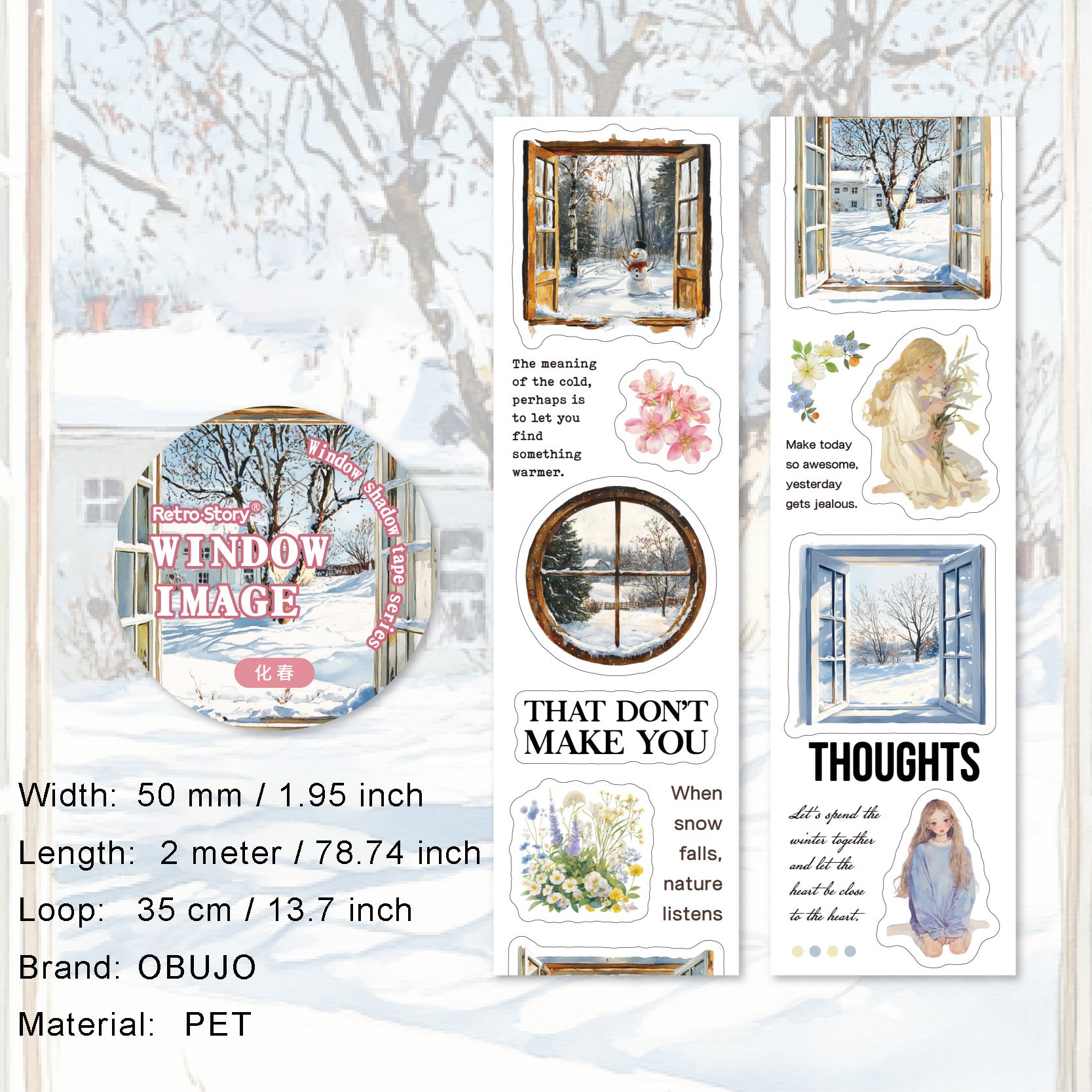 1 Roll Summer Window PET Stickers Tape CYXL