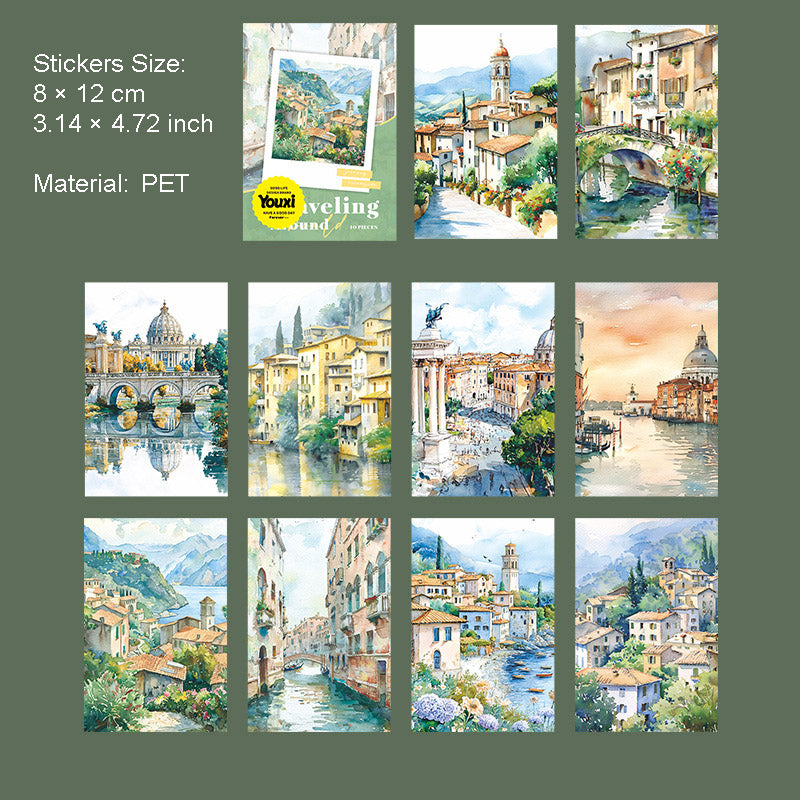 21 Pcs Travel Scrapbook Background Stickers HYSJX