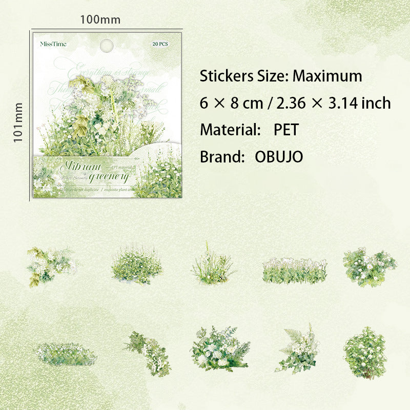 20 Pcs Shell Light Plant PET Stickers LYAR