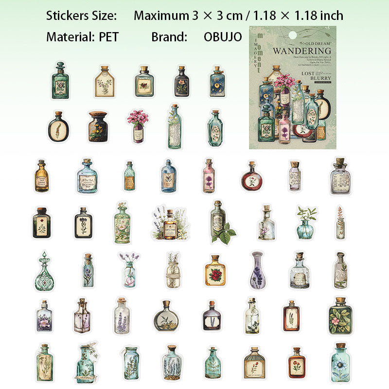 50 Pcs Flower Butterfly PET Stickers MDJM