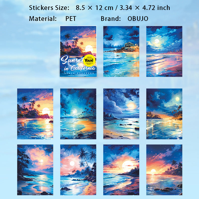 10 Pcs Sunset PET Stickers KZDRL