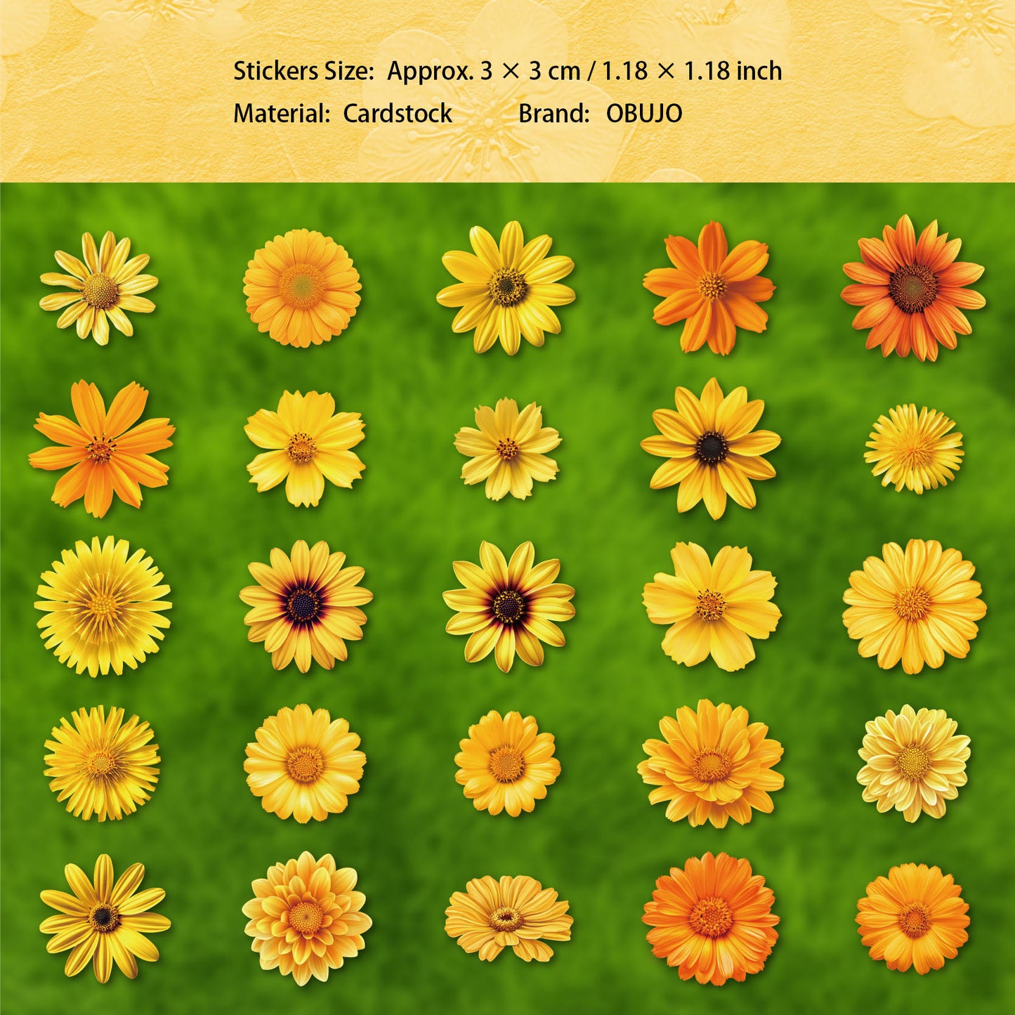 25 Pcs Flower Cardstock Stickers DDXL