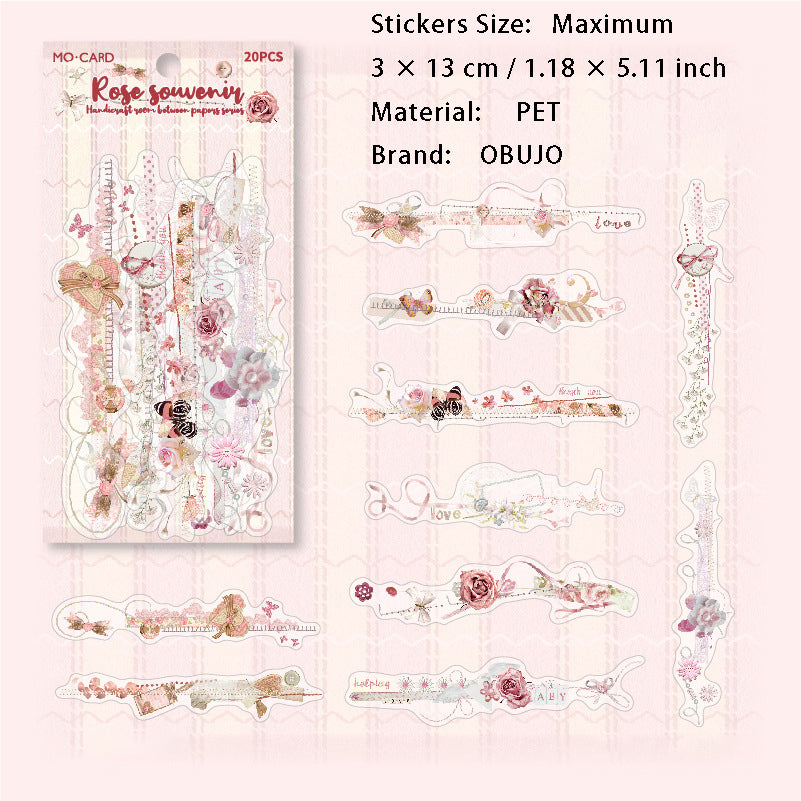 20 Pcs Lace Bow PET Stickers ZJSZS