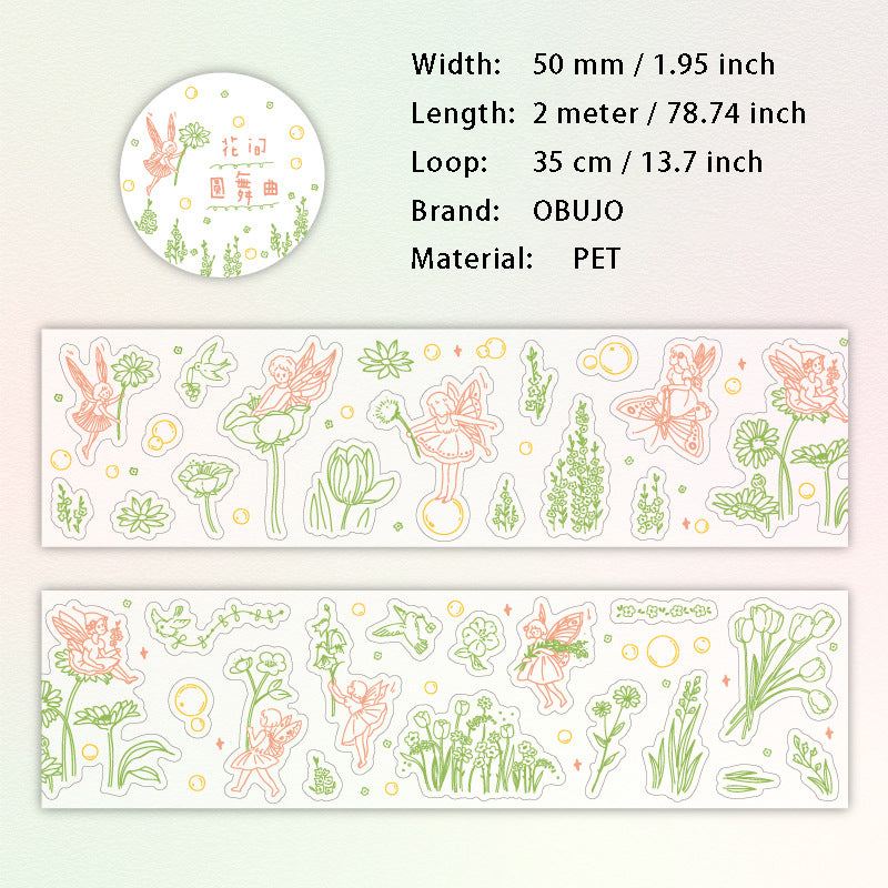 1 Roll Dessert Flower Planner PET Stickers Tape XRTPZ