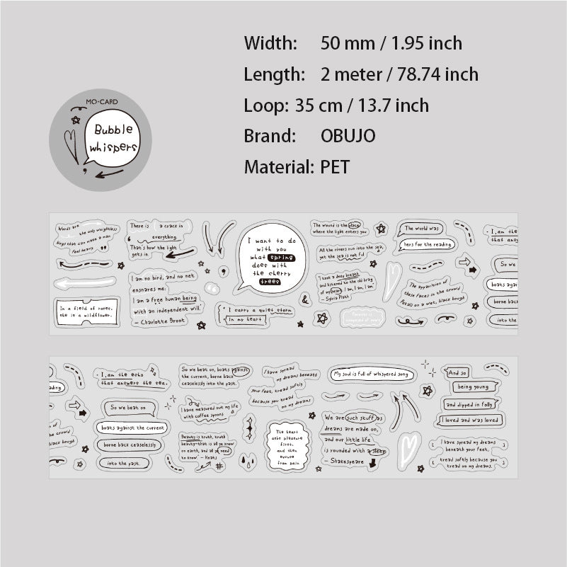 1 Roll Quote Words PET Stickers JDXT