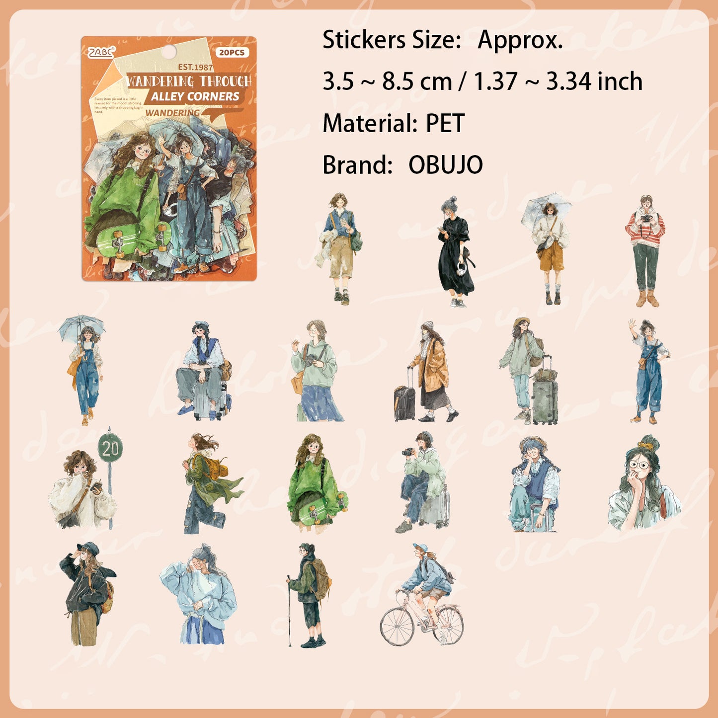 20 Pcs Cozy Girl Life PET Stickers SSSH