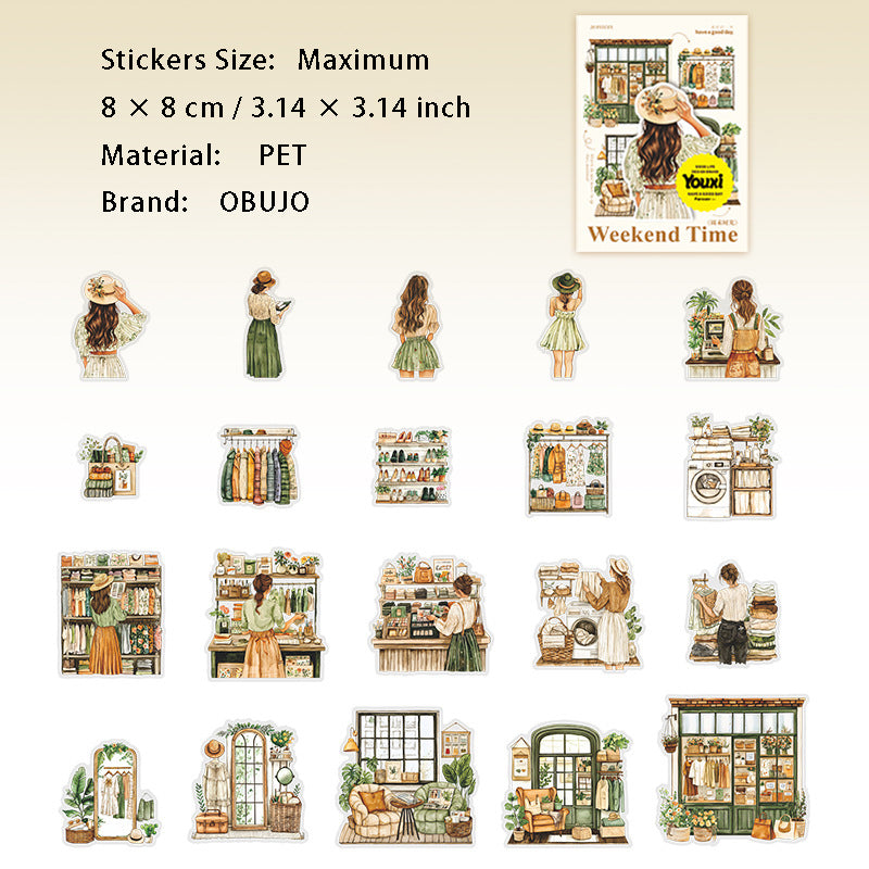 20 Pcs Weekend Daily PET Stickers ZMSG