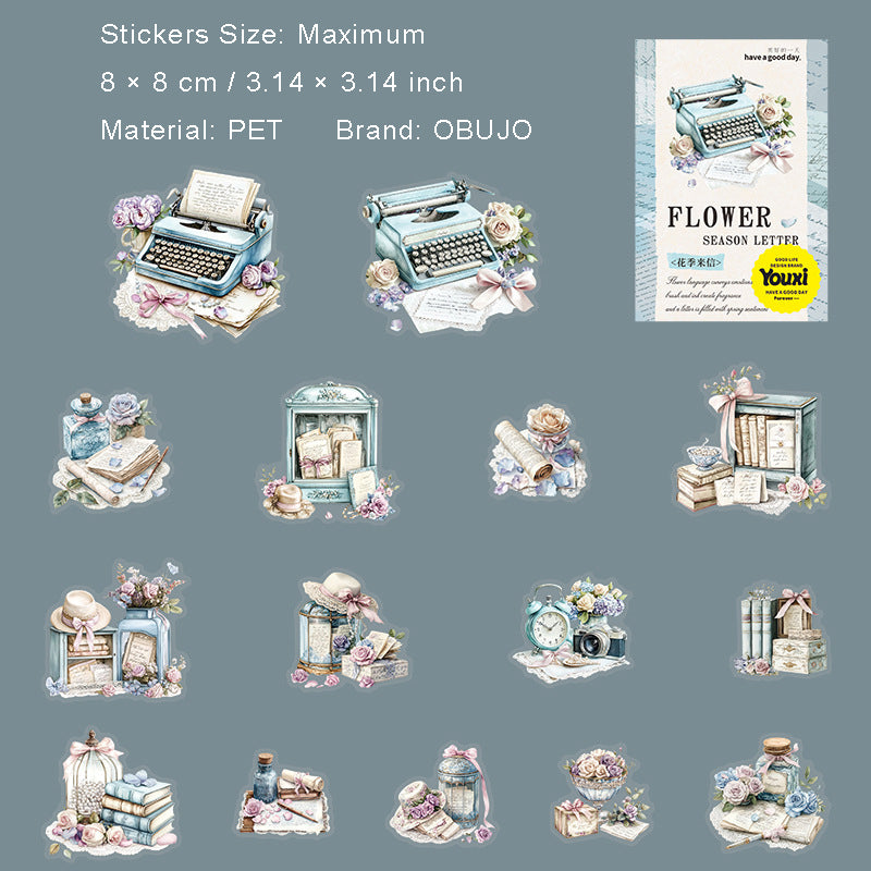 15 Pcs Reading Bookish PET Stickers HJLX