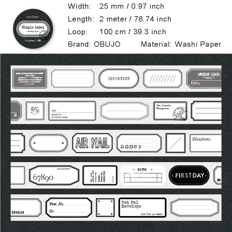 1 Roll Label Washi Stickers Tape JDBQ