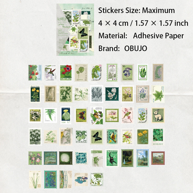 100 Pcs Vintage Natural Post Stamp Stickers YPSCJ