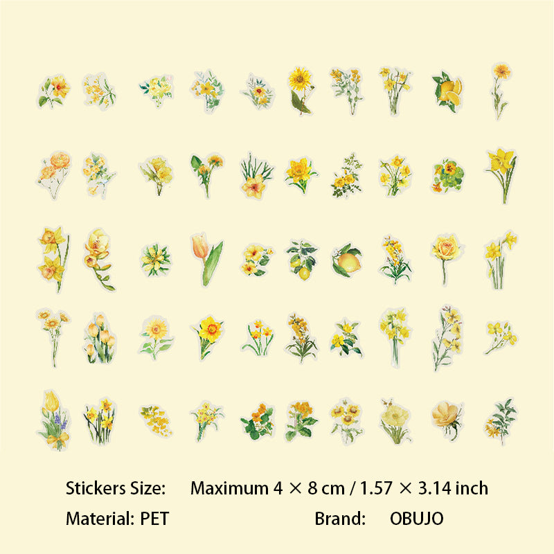 100 Pcs Seasonal Flower PET Stickers HKYQ