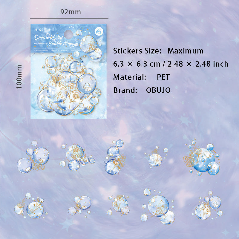 20 Pcs Gold Foil PET Stickers QMPY