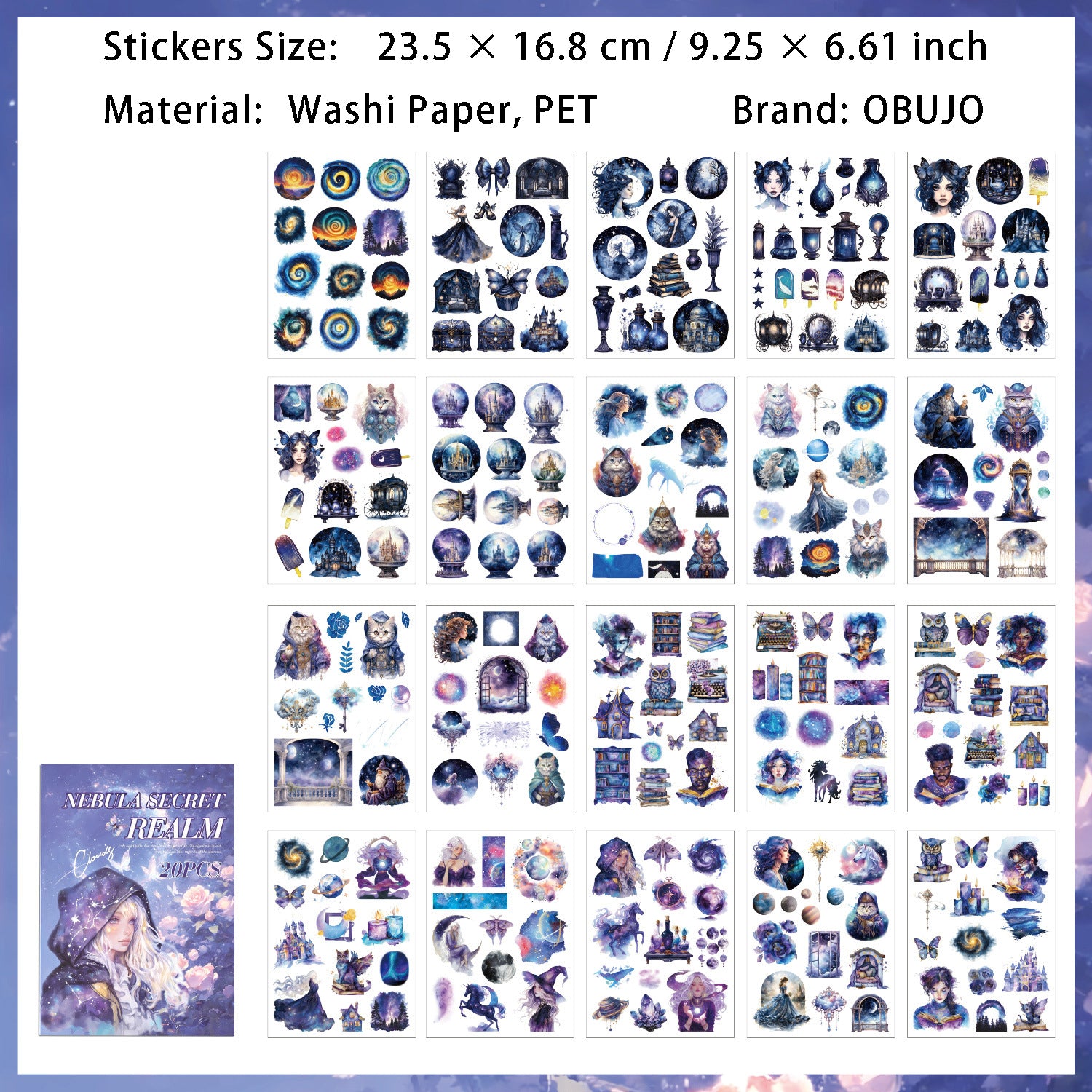 20 Sheets Vintage Journal Stickers Book HYSG