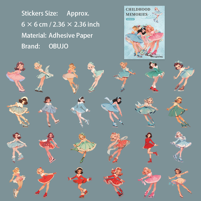 25 Pcs Girl Childhood Stickers TZWS