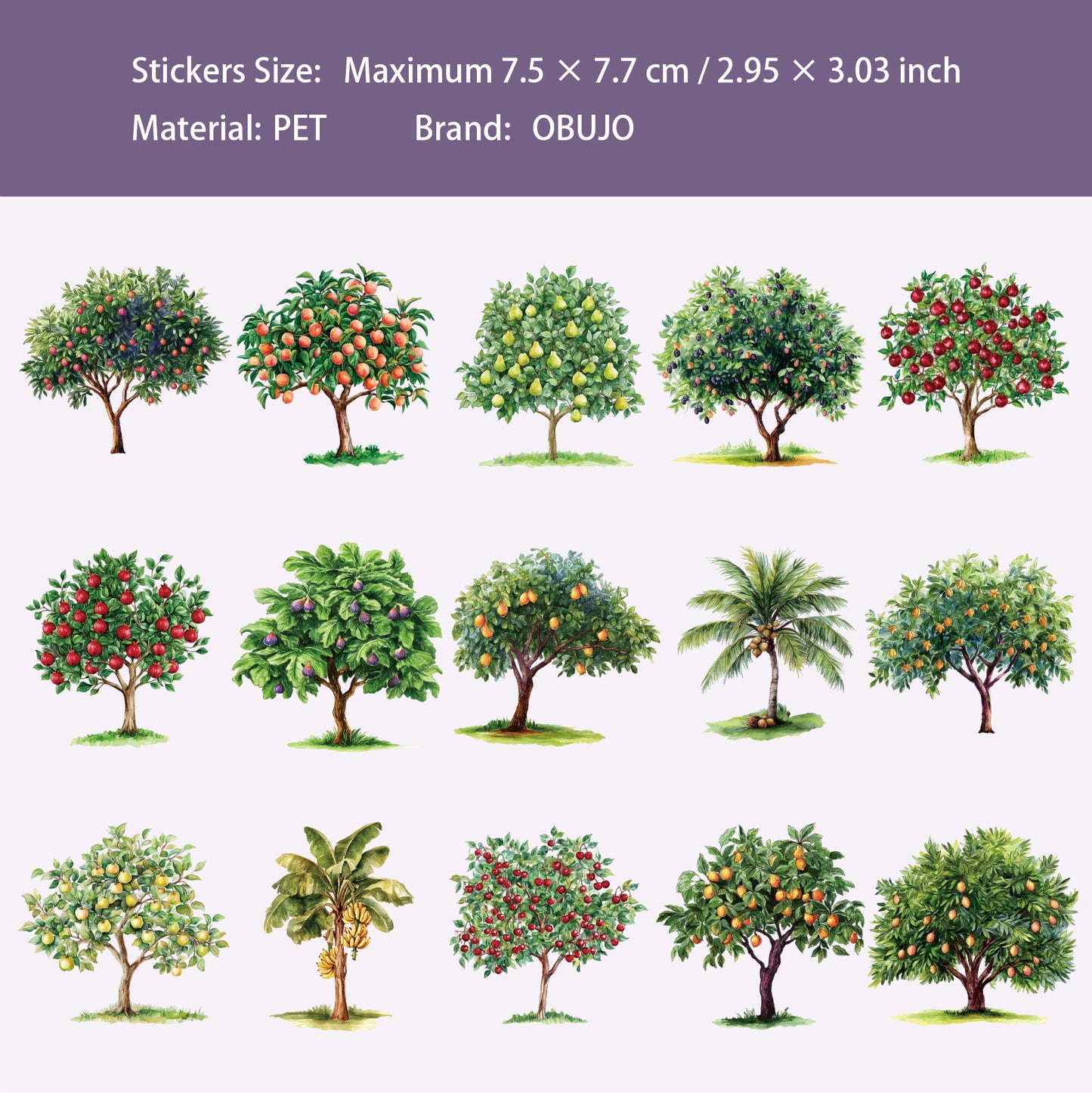 15 Pcs Seasonal Tree PET Stickers FZXL