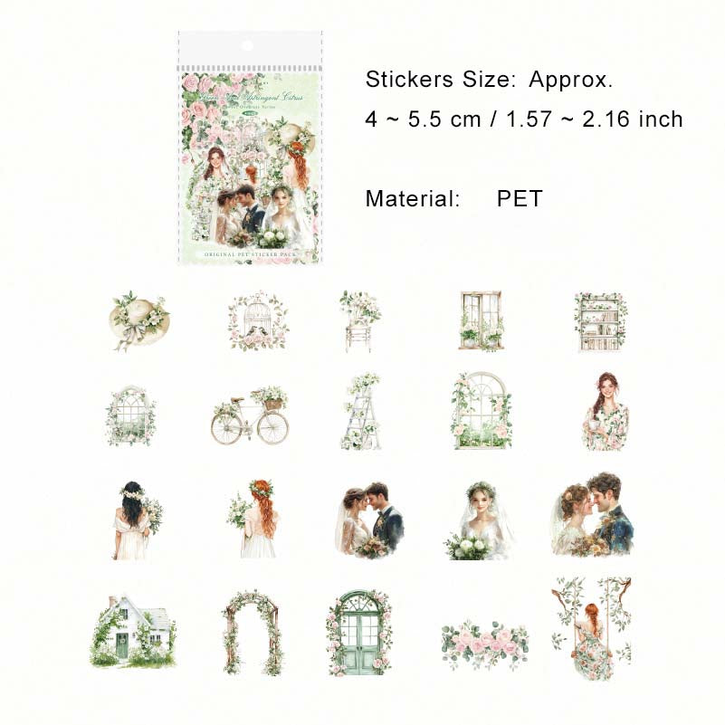 40 Pcs Couple Wedding Theme PET Stickers TMXQ