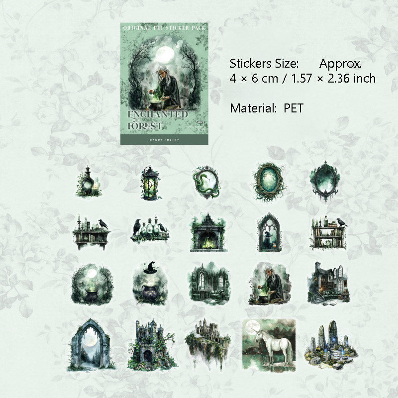 40 Pcs Fantasy Forest PET Stickers SLHX