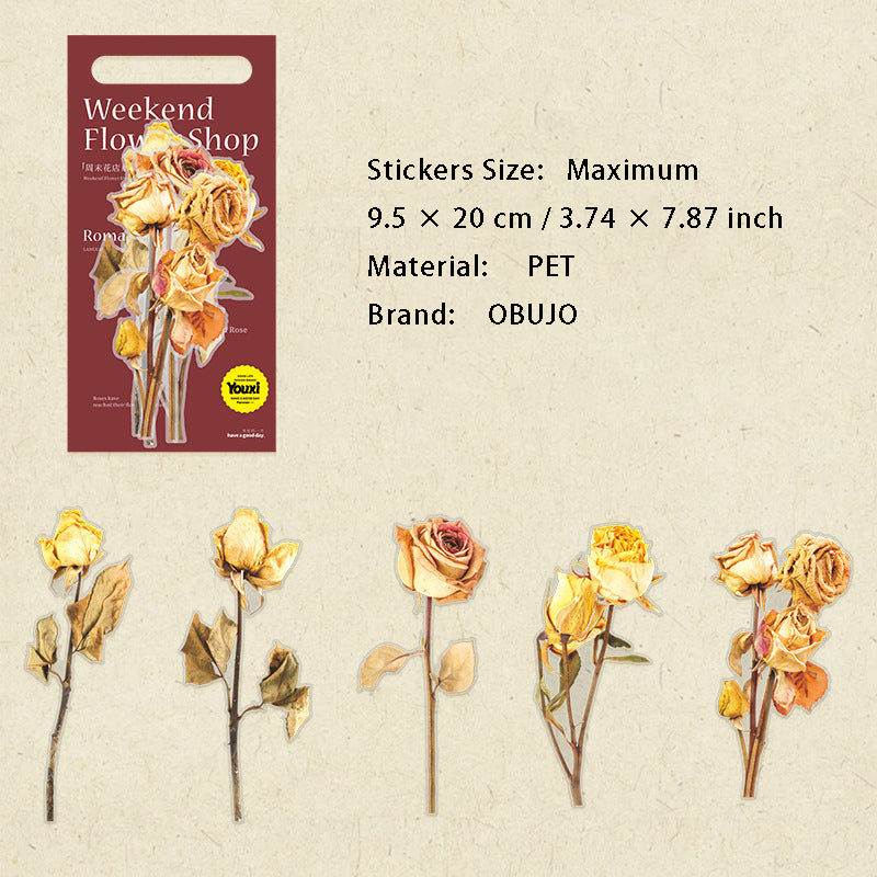 10 Pcs Large Size Rose PET Stickers MGYD