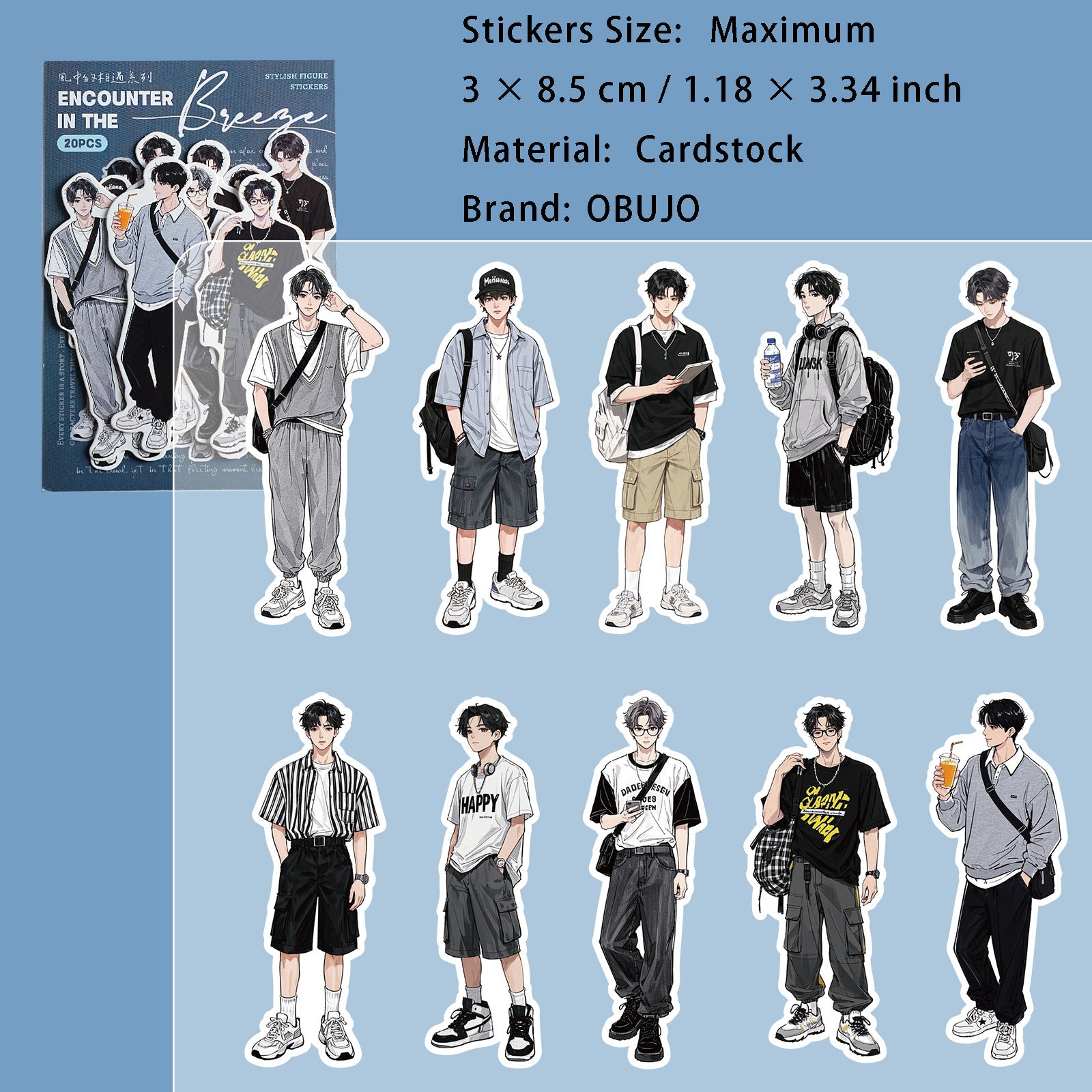 20 Pcs Fashion Girl Boy Stickers FZXY