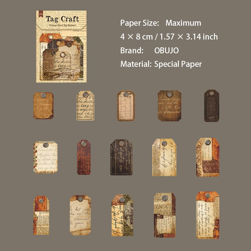 15 Pcs Vintage Tag Stickers BQSZG