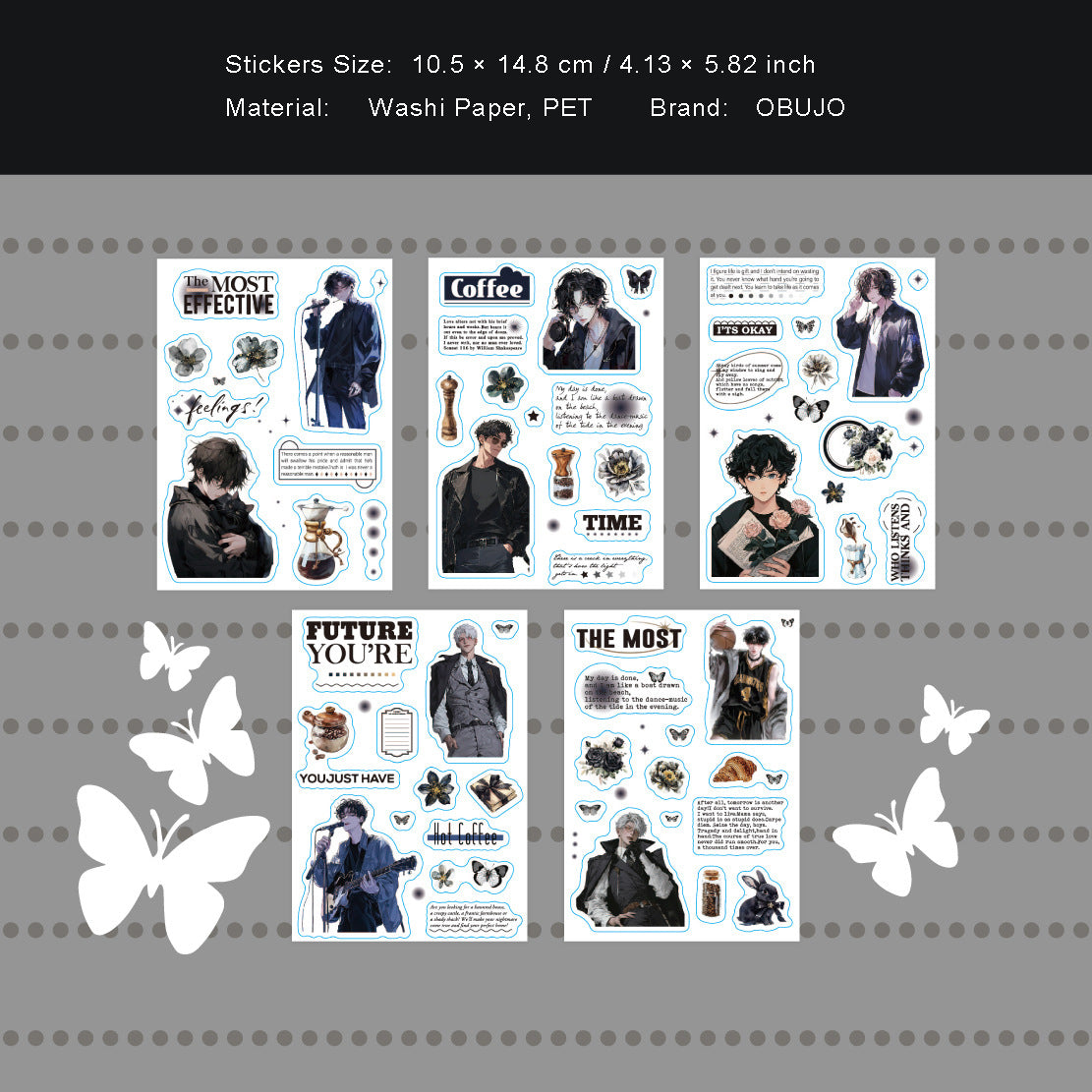 10 Sheets Boy PET Stickers Book MGGB