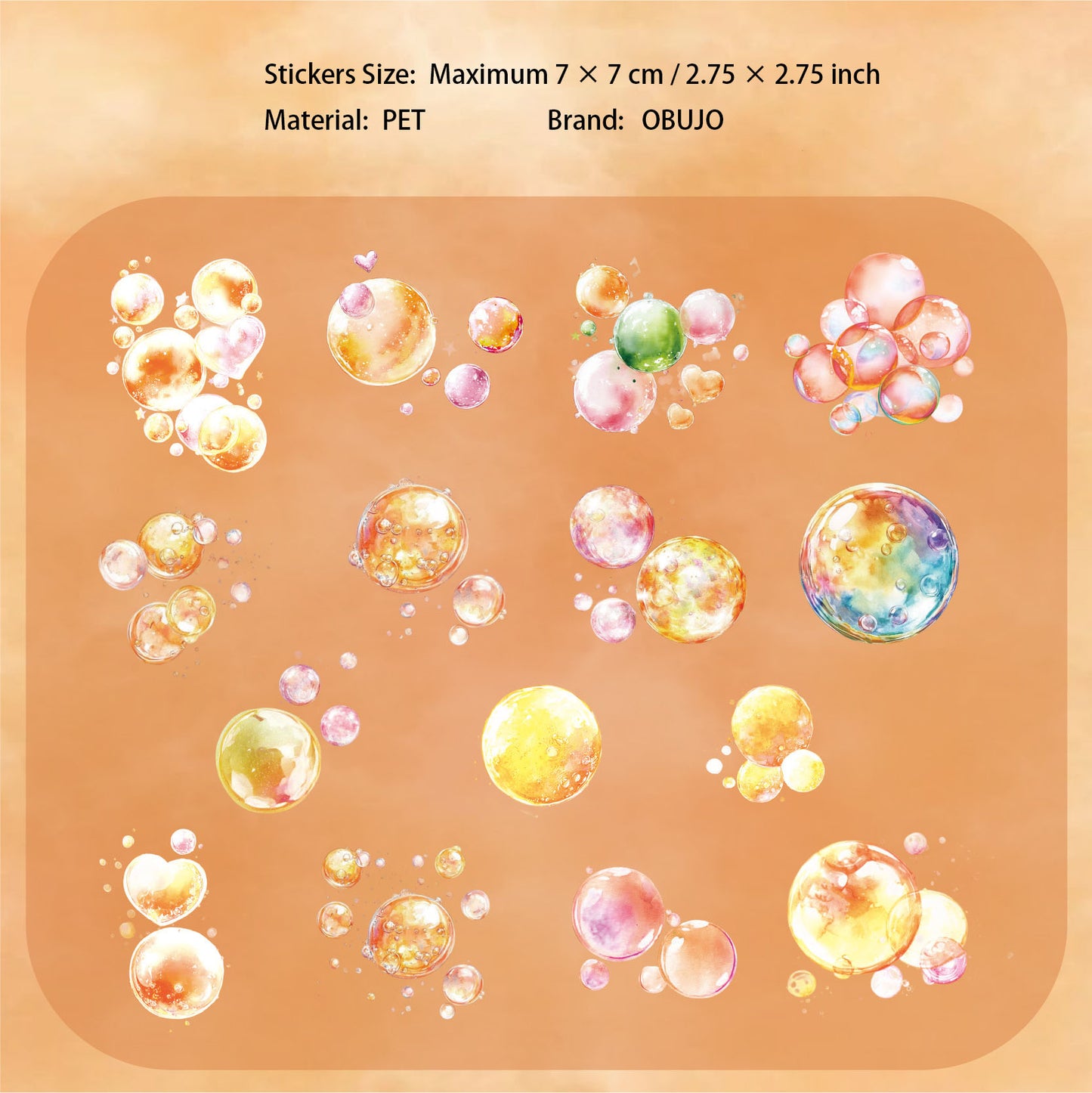 15 Pcs Bubble PET Stickers MPQJ